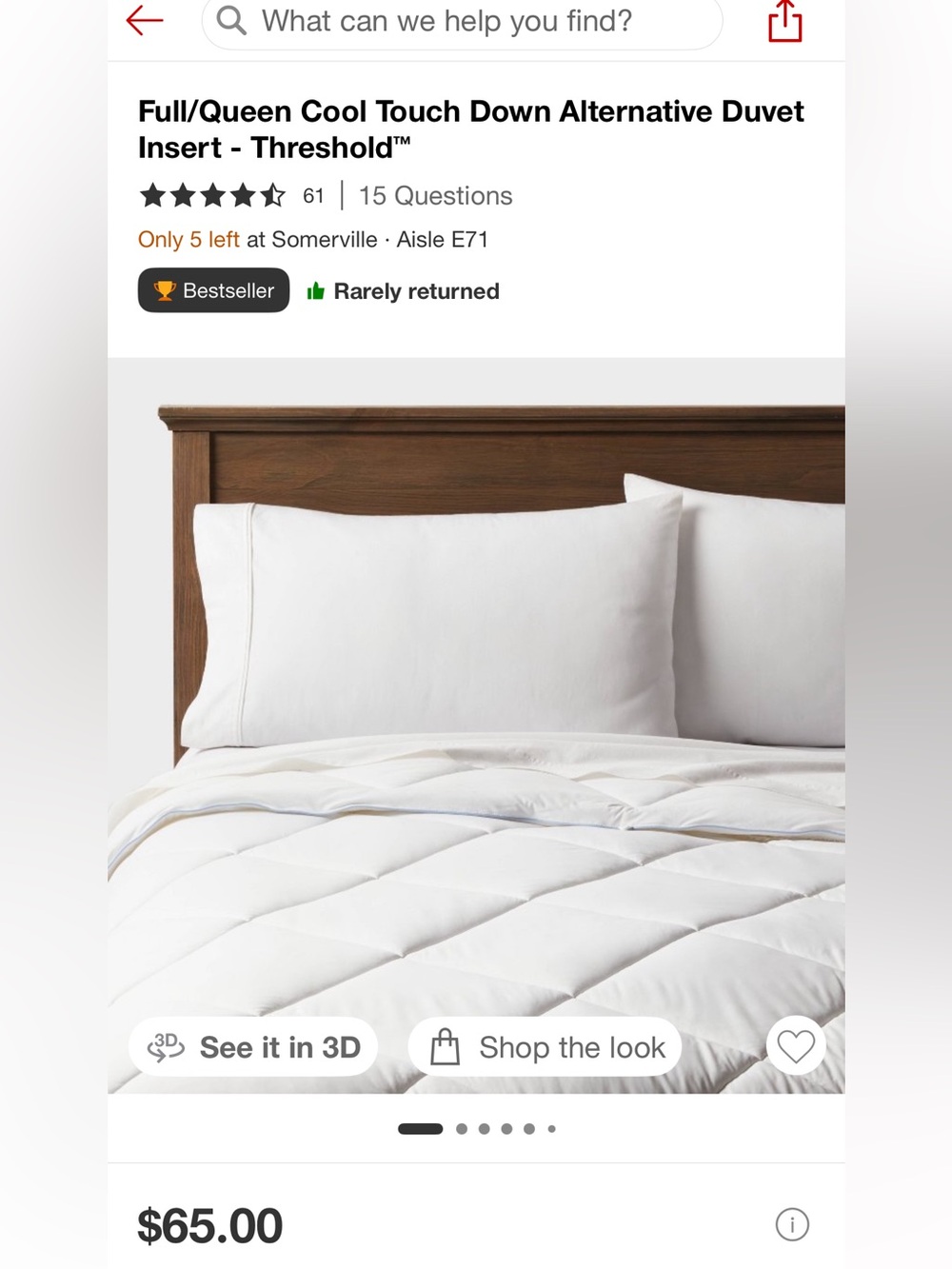 Brand new Threshold Full/Queen Cool Touch Down Alternative Duvet Insert - White